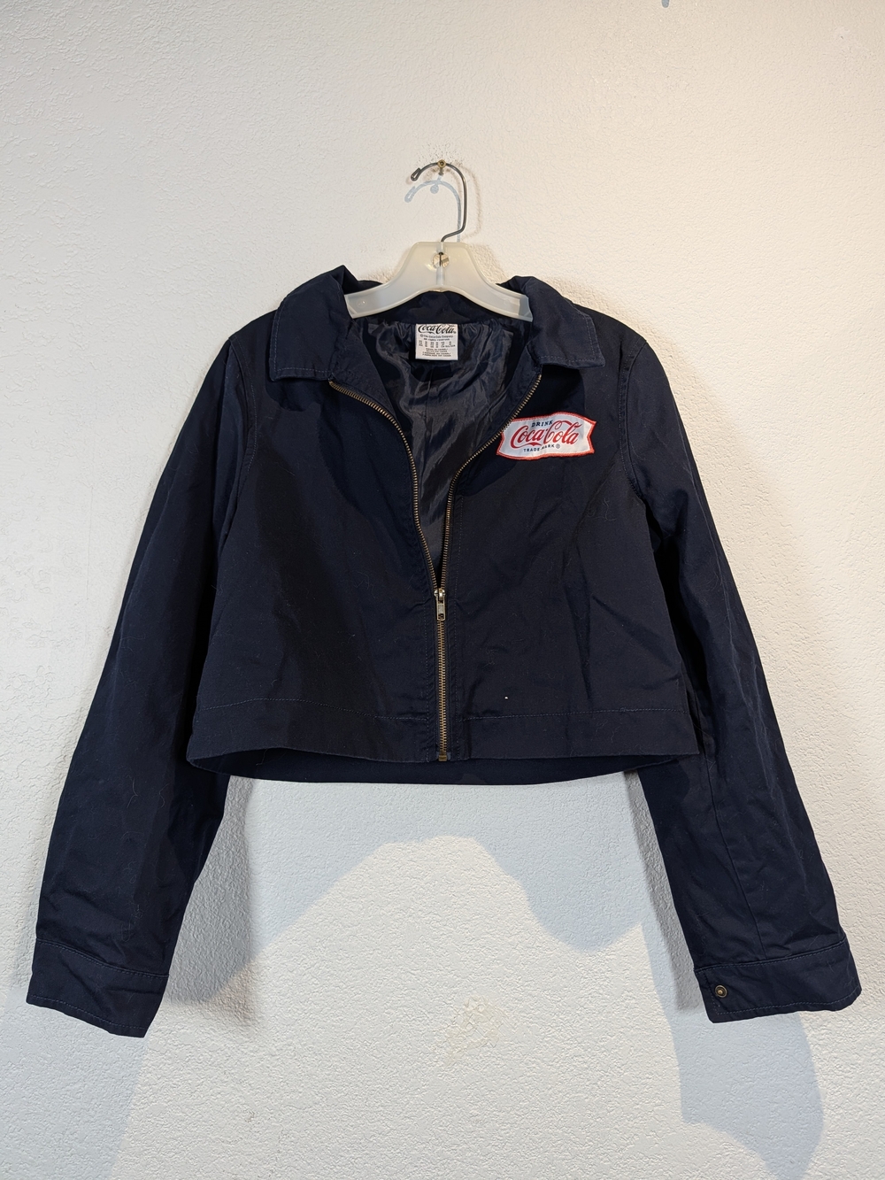 Coca Cola Navy Cropped Zip Jacket - Women, Size M